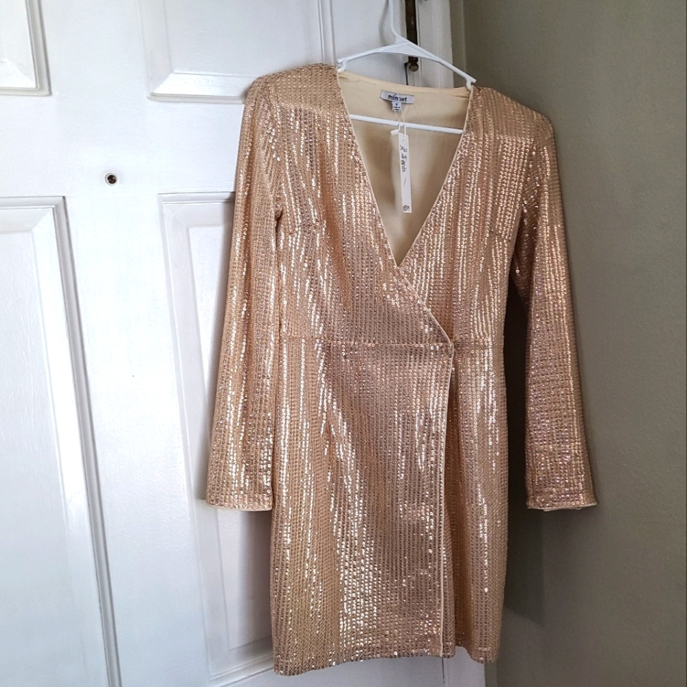Rose gold sequin dress